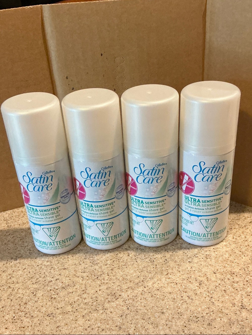 Lot of 4 Gillette Satin Care Ultra Sensitive Shave Gel Travel Size 2.5oz